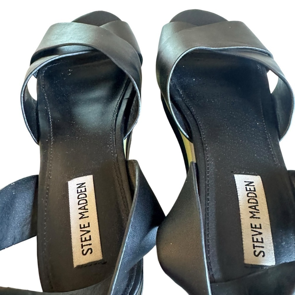 Steve Madden Macer Platform Sandals Black Yellow Chunky Size 9.5 - Picture 13 of 16